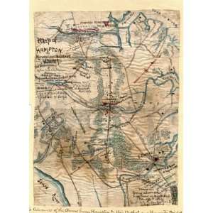  Civil War Map Map of Hampton to Howards Bridge, Virginia 