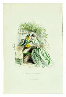 1867 LES FLEURS ANIMEES Print Grandville ~JONQUILLE  
