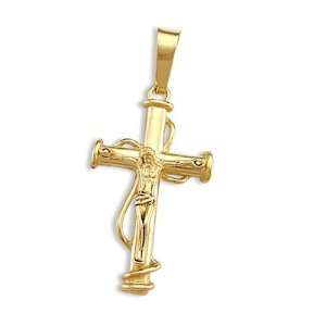  Unique Cross Crucifix Pendant 14k Yellow Gold Charm: Jewel 