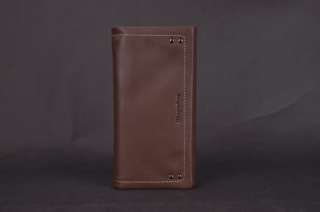 New Fashion Handmade Brand Men Genuine Leather Brown Trifold Checkbook 