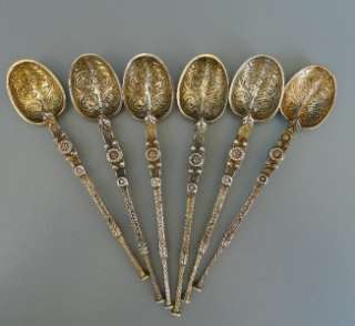 Antique set of 6 Silver Gilt Anointing Coronation Spoons1901 1902 