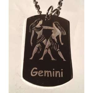  Zodiac Signs Sign Gemini Twins   Military Dog Tag, Luggage 