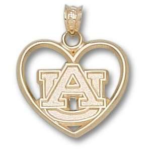  Auburn Tigers Logo Heart Pendant 14K Gold Jewelry 