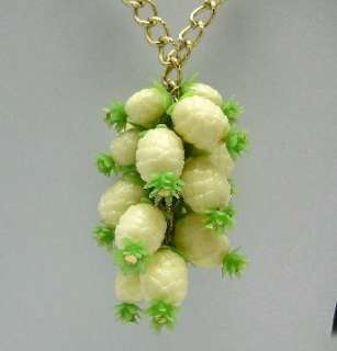 Vtg Plastic Pendant Necklace Pineapple Swag Figural 28  