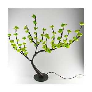 Lighted Bonsai Plum Tree with Base, 60 Emerald LEDs, Battery Op, Green