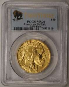 2012 PCGS FIRST STRIKE MS70 $50 GOLD AMERICAN BUFFALO BISON  