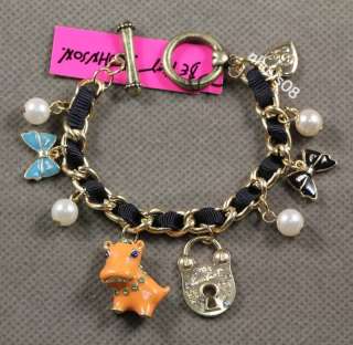 Free Ship Betsey Johnson HIPPO LOCK Crystal bracelet Necklace Earring 