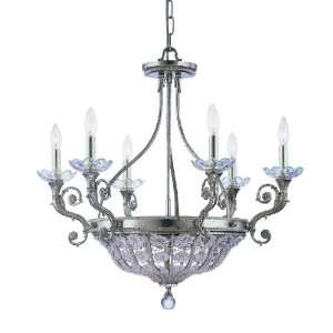   Chandelier accented with hand cut crystal beads 6 Lights   Silver Lea