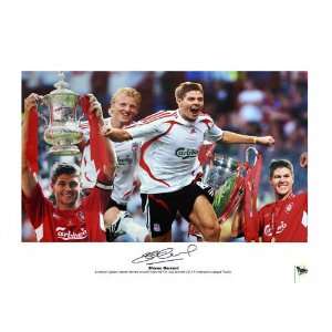  Steven Gerrard Liverpool   Celebration   Autographed 20x16 