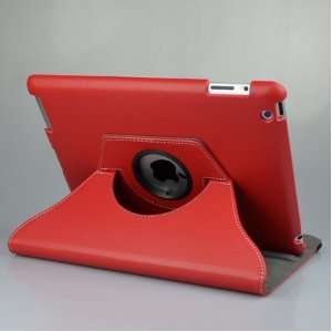  Ctech 360 Degrees Rotating Stand (red) Leather Case for 