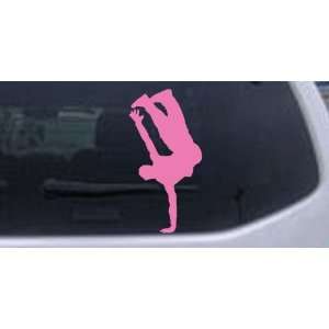 Pink 16in X 8.4in    Dancer One Hand Stand Silhouettes Car Window Wall 