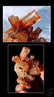 Mineral Clear Brown Orange ARAGONITE Crystal Cluster  