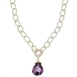   Gold Accent CZ Necklace With Rolo Chain. FREE GIFT BOX. Jewelry