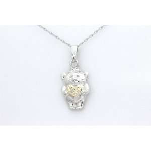  I Miss You Teddy Bear Pendant in .925 Sterling Silver 