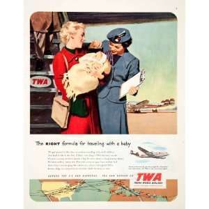  1952 Ad TWA Trans World Airlines USA Stewardess Aircraft 