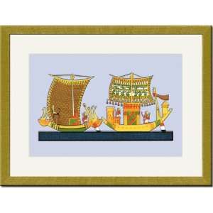   Framed/Matted Print 17x23, Boats from the Tomb of Ramses III at Thebes