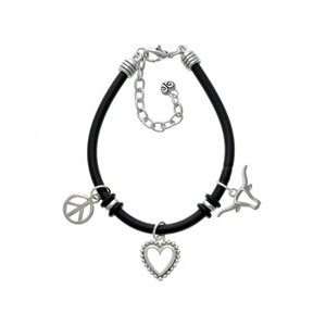   Outline Black Rubber Peace Love Charm Bracelet Arts, Crafts & Sewing