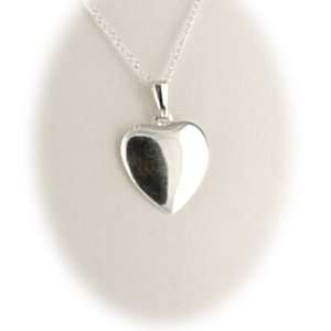  Sterling Silver Domed Heart Pendant Cable Chain Necklace 