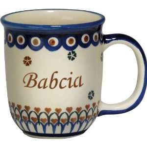    New Polish Pottery 12oz Mug   BABCIA, GRANDMA Patio, Lawn & Garden