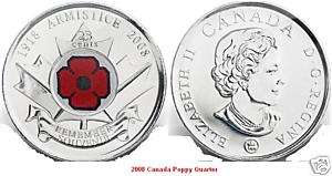2008 Canada Poppy Quarter (World War I Armistice)  
