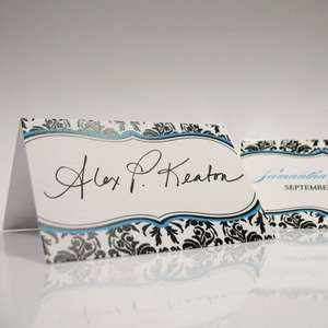  Love Bird Damask Place Card With Fold   Package of 24 