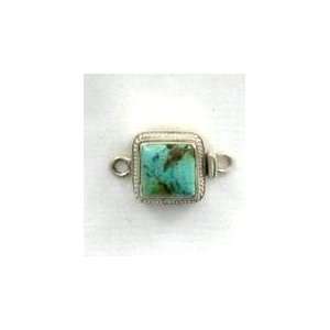  SKY BLUE TURQUOISE STERLING CLASP CUSHION 10mm #6 
