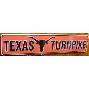   Horns University Of Texas Turnpike Embossed Metal Street Sign