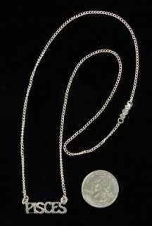 Silver Tone Zodiac Necklace Pendant Pisces  