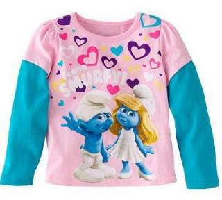 SMURF SMURFETTE Long Sleeve Shirt Size 2T 3T 4T THE SMURFS  