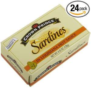 Crown Prince Sardines in Louisiana Hot Sauce, 4.25 Ounce Tins (Pack of 