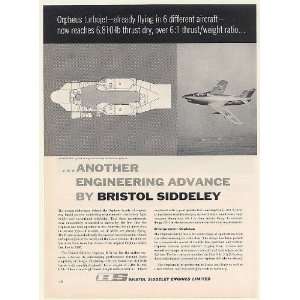 1960 Bristol Siddeley Orpheus Turbojet Aircraft Engine Print Ad (54144 