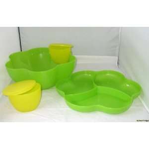   Tupperware CHIP N DIP Serving Party Bowl SET GREEN NEW