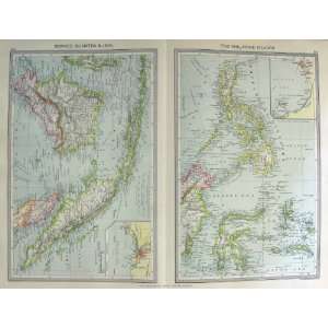   HARMSWORTH MAP 1906 PHILIPPINE MANILA BORNEO SUMATRA