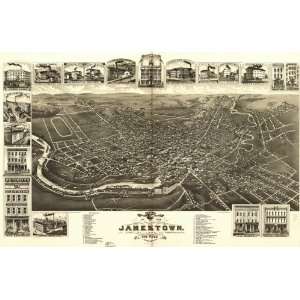  c1882 Birds eye map Jamestown, New York