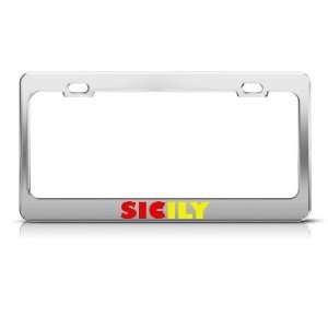 Sicily Flag Country Metal license plate frame Tag Holder