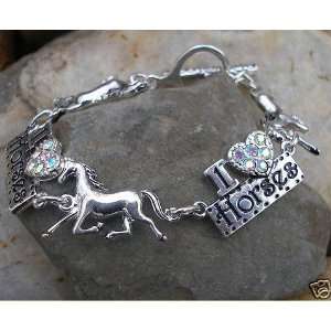 Western Trotting Horses I Love Horses W/crystals 
