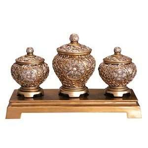  Tang Dynasty Décor Box Set of 3 w/ Tray