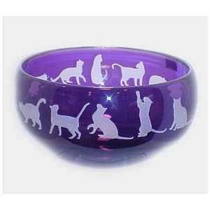    Correia Designer Art Glass, Bowl Lilac Cats: Home & Kitchen