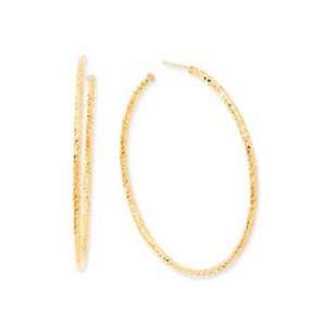    14K Yellow Gold Diamond Cut Hoop Earrings: Katarina: Jewelry