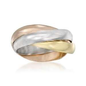  Tri Colored Rolling Band In Vermeil: Jewelry