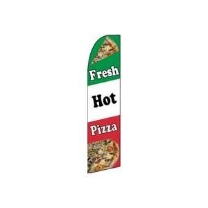 Fresh Hot Pizza (Tri Color) Feather Banner Flag (11.5 x 3 