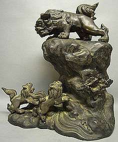 Japanese KARAJISHI Shishi Foo Lion Dog Okimono Statue  