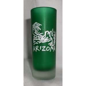 GREEN GLASS ARIZONA TALL SHOTGLASS 