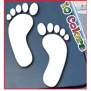  Bare Feet Car Window Stickers 4 Tall White: Everything 