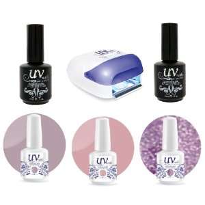  UV Nails Gel Uv Lamp Pro + Base & Top Coat + 3 polishes 