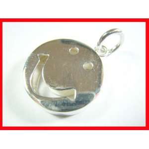  Solid Sterling Silver Smiley Face Pendant .925 #3187 