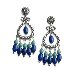  Inlaid Treasures Lapis and Turquoise Chandelier Earrings 