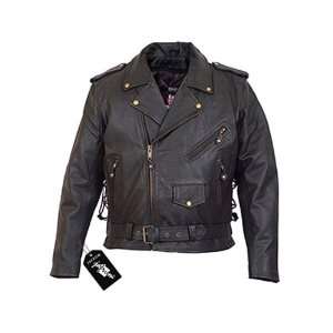   Jackets   Mens Classic Leather Motorcycle Jacket MJ410: Automotive
