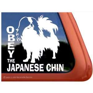  Obey the Japanese Chin Vinyl Window Decal Dog Sticker 