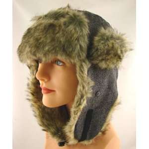   : New Faux Fur Trooper Trapper Ski Tweed Winter Hat: Everything Else